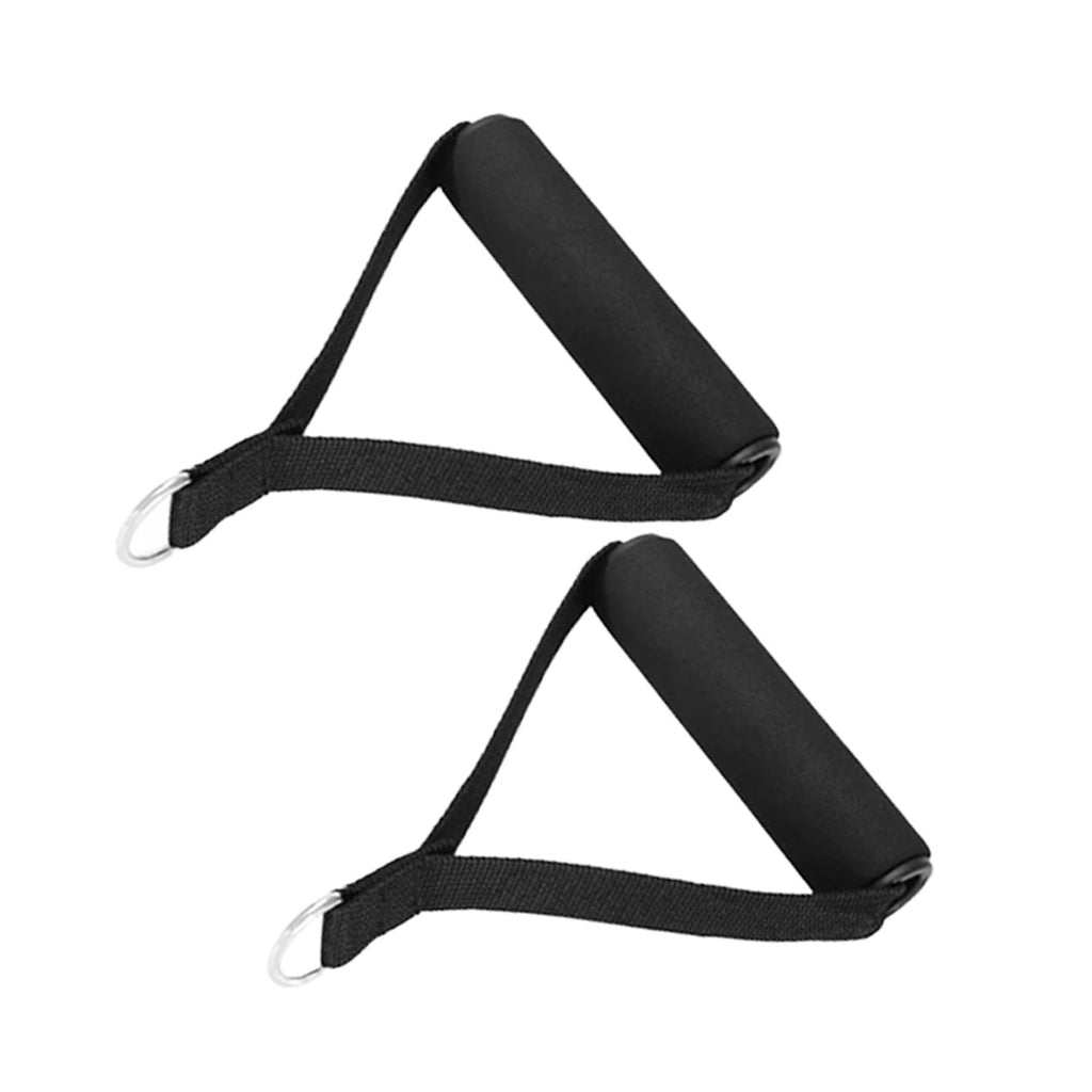 Black yoga strap on a white background