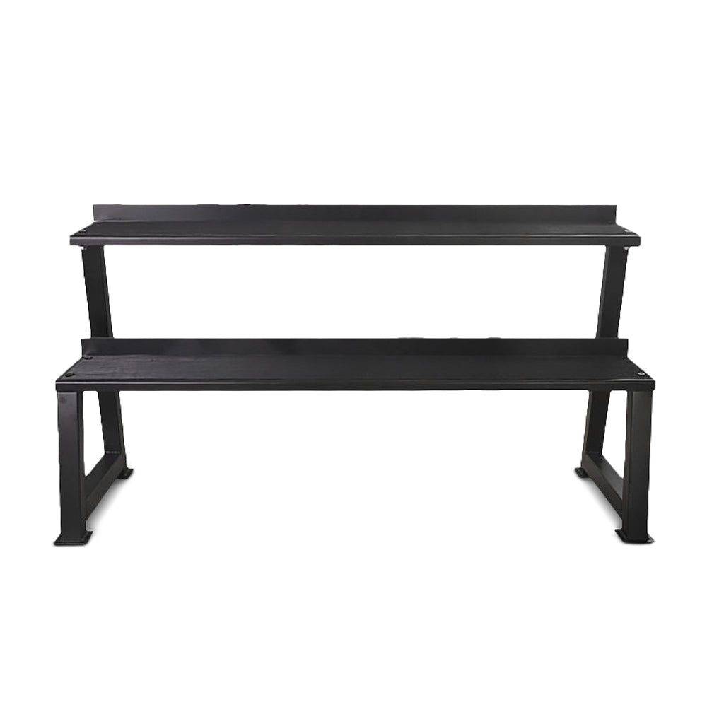 Black 2 Tier Kettlebells Rack with White Background