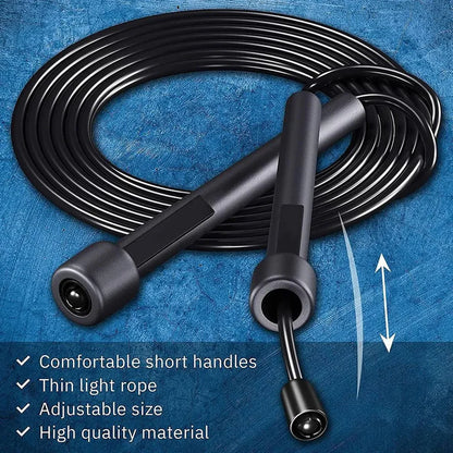 Black Skipping Rope – Adjustable Length Jump Rope for Cardio, Endurance & Fat-Burning Workouts at Home, Gym or Outdoor Fitness Training