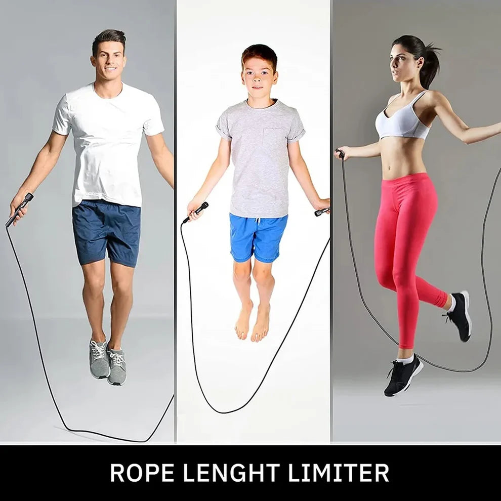 Black Skipping Rope – Adjustable Length Jump Rope for Cardio, Endurance & Fat-Burning Workouts at Home, Gym or Outdoor Fitness Training
