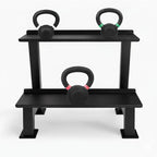 Heavy-Duty 2-Tier Steel Kettlebell & Dumbbell Storage Rack for Home & Commercial Gym
